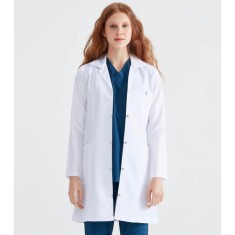 Halat medical dama, alb, lung, cu trei buzunare - Dr. Rever Long - XL
