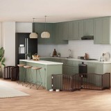 vidaXL Poartă c&acirc;ini pliabilă cu ușă 10 panouri maro, 800 cm, lemn plop 3155635