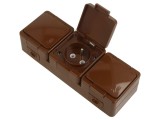 Conector de alimentare AC 2P+PE, 250VAC, 16A, maron, pt. perete