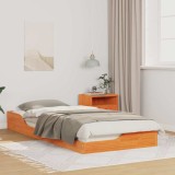 VidaXL Cadru de pat de podea Maro ceruit 80 x 210 cm Lemn masiv de pin