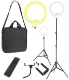 Cumpara ieftin Lampa foto circulara LED cu telecomanda, lumina calda/rece