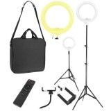 Lampa foto circulara LED cu telecomanda, lumina calda/rece