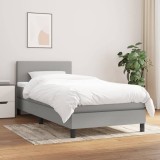 Cumpara ieftin Pat box spring cu saltea, gri deschis, 90x200 cm, textil