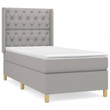 Cumpara ieftin Pat continental cu saltea, gri deschis, 80x200 cm, textil