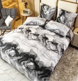 Cumpara ieftin Lenjerie Pat Bumbac 4 Piese Alb Gri 200x230/240x250cm Fara Elastic