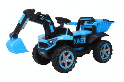 Excavator + bascula electrica Kinderauto Bonet 60W 12V, Telecomanda, culoare Albastra foto