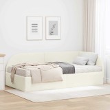 Cumpara ieftin Cadru de pat coltar cu saltea 2 buc. Crem 80 x 200 cm Catifea