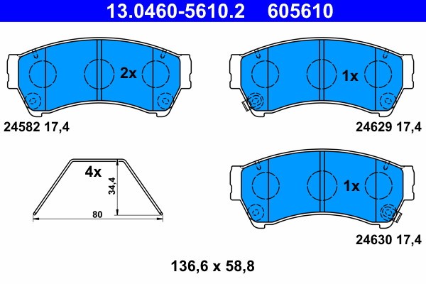 ATE 13.0460-5610.2 set placute frana,frana disc