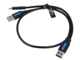 Cablu USB 2.0 VENTION A x2 la C, 0,5m, negru