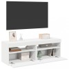 Comode TV cu lumini LED, 2 buc., alb, 60x35x40 cm