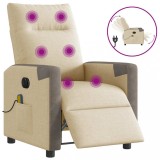 VidaXL Fotoliu electric de masaj rabatabil, crem, textil