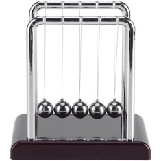 Leaganul lui Newton, obiect decorativ din lemn, designe unic - Argintiu, maro