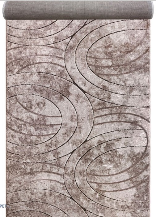 Traversa Festonata Surfilata, Model Fashion 32006-120, Inaltime Fir 12 mm, Latime 0.6m, Marime 60 x 200 cm, Crem, Maro, Antialergic, Polipropilena, Li