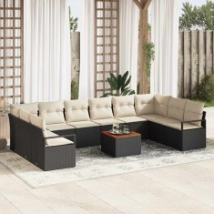 vidaXL Set de canapele pentru grădină 11 pcs Negru și alb