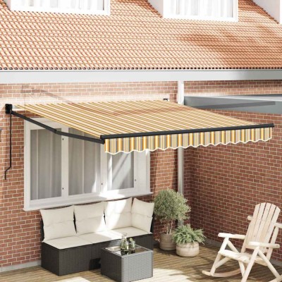 Copertină Dungi Manual Multicolour 3 x 2,5 m Poliester și metal foto