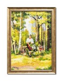 Cumpara ieftin Tablou tarancuta cu flori pictat manual inramat, 55x40cm ulei pe panza, rama din lemn, Constantin Feraru