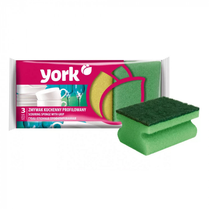 Spumă exfoliantă cu design ergonomic set de 3 - YORK