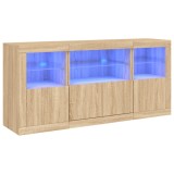 Cumpara ieftin Dulap cu lumini LED, stejar sonoma, 142,5x37x67 cm