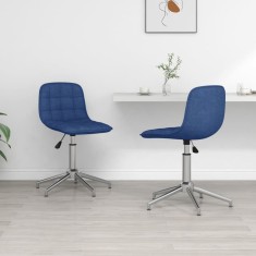 vidaXL Scaune de bucatarie pivotante, 2 buc., albastru, textil foto