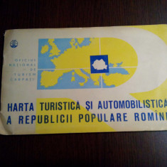 HARTA TURISTICA SI AUTOMOBILISTICA A RPR - ONT Carpati,1960, harta sc. 1:850000