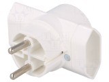 Conector Alimentare AC Splitter 2P Rotund/Plat Alb