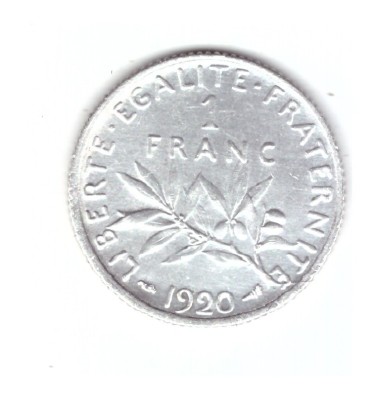 Moneda Franta 1 franc 1920, stare foarte buna, cu luciu foto