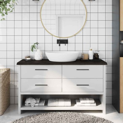 vidaXL Blat de baie, maro &amp;icirc;nchis, 120x40x(2-4) cm, lemn masiv tratat 3156235 foto