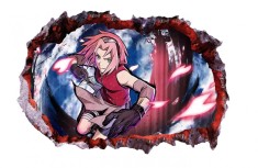 Sticker decorativ, gaura in perete 3D, Naruto, 85 cm, 1031STK-1