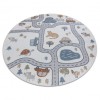 Covor BONO 8283 cerc Strada, animale crem / gri deschis, cerc 160 cm