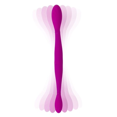 Vibrator Dublu Infinity, 3 Viteze Vibratii + 4 Moduri Pulsatie, Silicon, USB , Mov, 37 cm foto