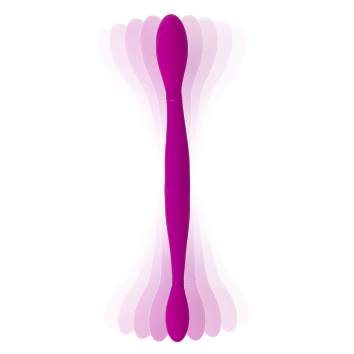 Vibrator Dublu Infinity, 3 Viteze Vibratii + 4 Moduri Pulsatie, Silicon, USB , Mov, 37 cm