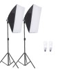 Kit de 2 softboxuri, 2 trepiezi reglabili 200 cm, 2 becuri 45W, Dactylion
