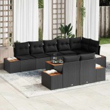 VidaXL Set de canapele pentru grădină cu pernă 9 pcs Negru Rattan poli