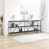 vidaXL Masă consolă, stejar negru, 200x30x75 cm, lemn prelucrat &amp; oțel