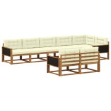 vidaXL Set de canapele de exterior cu pernă 8 pcs Natural și Crem 3382653