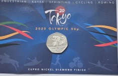 50 pence 2021 Gibraltar, Summer Olympic Games Tokio - Cycling, Bunc, Blister, tiraj 3750 ex., km#1811