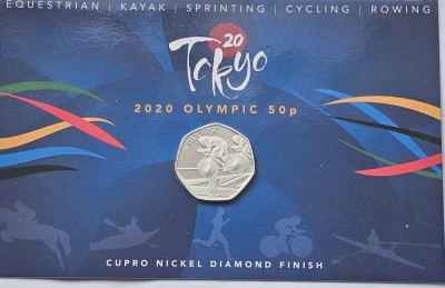 50 pence 2021 Gibraltar, Summer Olympic Games Tokio - Cycling, Bunc, Blister, tiraj 3750 ex., km#1811 foto
