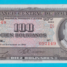 Bolivia 100 Bolivianos 1945 'Villarroel' UNC serie: Q1 097149