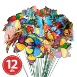 Cumpara ieftin Set 12x Fluturi Decorativi cu Tija Detasabila pentru Flori Gradina sau Aranjamente Florale, Inaltime 29 cm, Multicolori