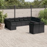 Gossi set canapele de gradina, 12 piese, cu perne, negru, poliratan