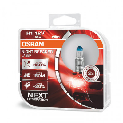 Set becuri H1 Osram Night Breaker Laser Next Generation +150% 13456 64150NL-HCB foto