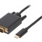 Adaptor D-Sub 15pin la USB-C 1,8m Negru Aurit
