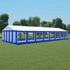 Pavilion de grădină, albastru și alb, 6 x 16 m, PVC foto
