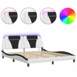Cumpara ieftin Cadru de pat, Viana, cu LED fara saltea, alb si negru, 180x200 cm