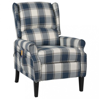 vidaXL Fotoliu de masaj rabatabil, albastru, material textil foto