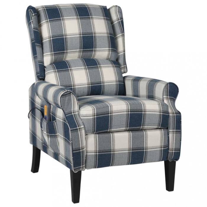 vidaXL Fotoliu de masaj rabatabil, albastru, material textil