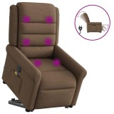 Cumpara ieftin Fotoliu electric de masaj rabatabil cu ridicare, maro, textil