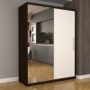Dulap Dormitor Nova Eco 150 cm x 200 cm, cu oglinda, wenge cu usi glisante albe