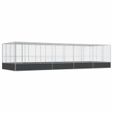 Voliera de pasari cu extensie, argintiu, 932x307x212 cm, otel