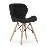 Scaun stil scandinav, Artool, Lago, catifea, lemn, negru, 48x43x74 cm